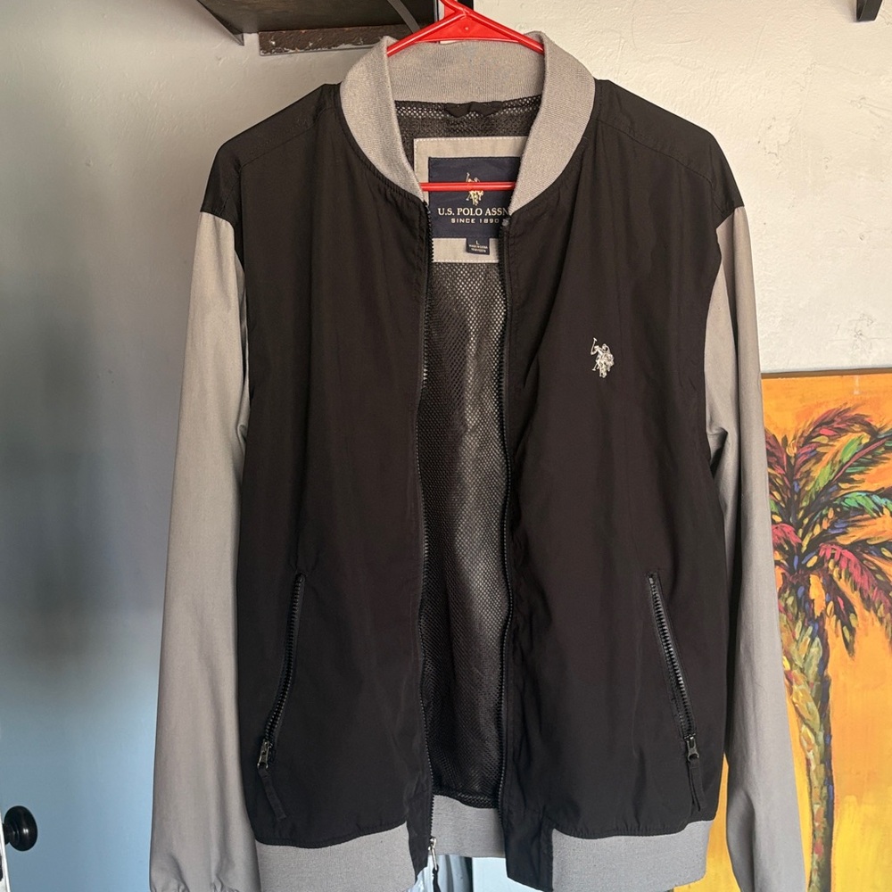 U.S. Polo Assn. Men's Black and Gray Bomber Jacket